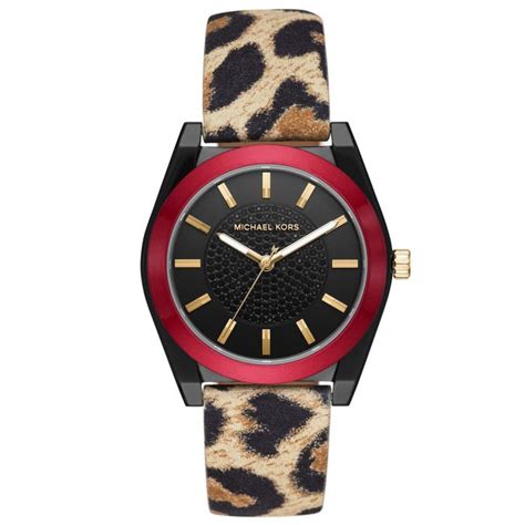 michael kors channing leopard print watch